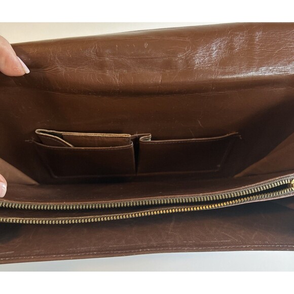 Vintage Whiskey Brown Genuine Crocodile Alligator Clutch Handbag Purse
